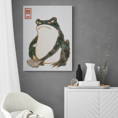 Vintage Angry Frog - Japanese Art By Matsumoto Hoji - Wrapped Framed Canvas Wall Art - Various Sizes