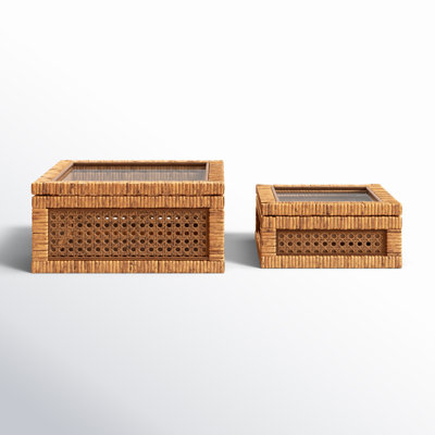 Edelie Woven Cane and Glass Box