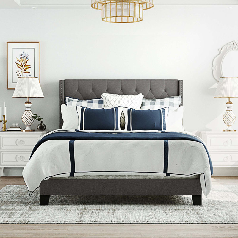 Upholstered Storage Bed, Gray