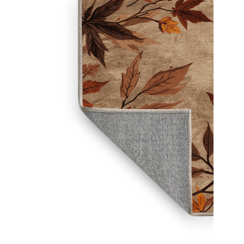 Tapis beige lavable à la machine moderne et contemporain abstrait Laverock - reliure beige, 8 x 10