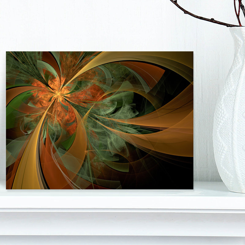 «Symmetric Orange Digital Fractal Flower», impression sur toile tendue, H 20 po x l 40 po, Toile tendue