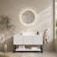 Ensemble de meuble-lavabo et de meuble-lavabo autoportant avec 3 portes et 3 tablettes ouvertes TULIO, lavabo rectangulaire en céramique noire et comptoir en pierre frittée blanc de Carrare, noir (nouveau SKU)-1024387895