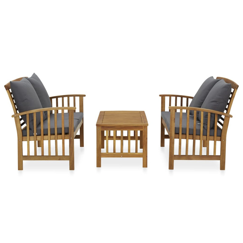 Mobilier de jardin d'extérieur moyen en bois d'acacia gris foncé