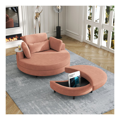 51-inch corduroy sofa with two throw pillows and a waist pillow with an extra tray for comfortable seating in small apartment bedrooms by Latitude Run