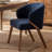 Modern Dining Chairs, Upholstered Fabric Side Chair With Wooden Legs For Kitchen And Dining Room, Navy Blue-503267302-503266235