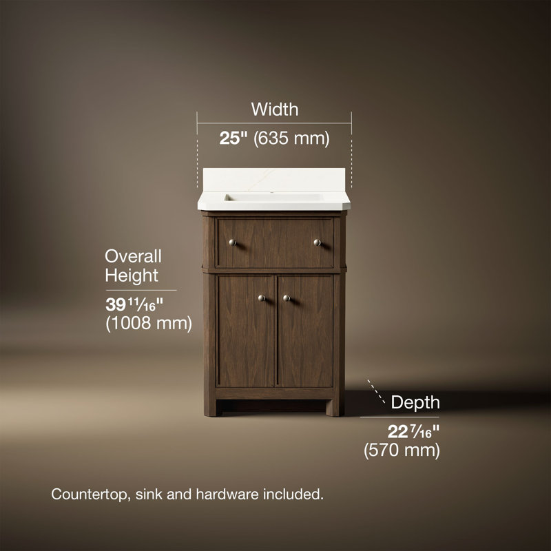 Meuble-lavabo avec lavabo et comptoir en quartz Claude par Studio McGee, Chêne Draper, 24"