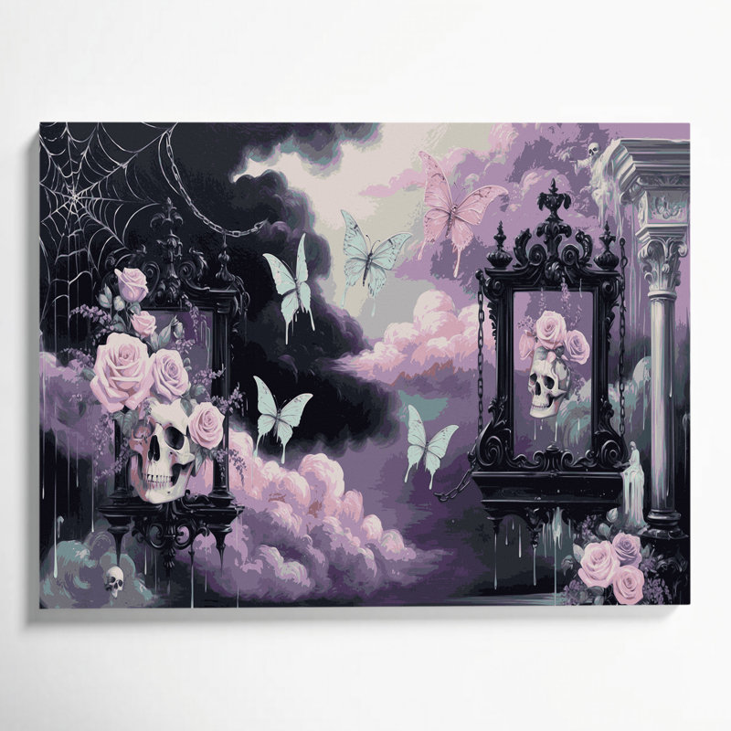 «Halloween», pastel goth designs, art mural sur toile grise, H 11 po x l 14 po