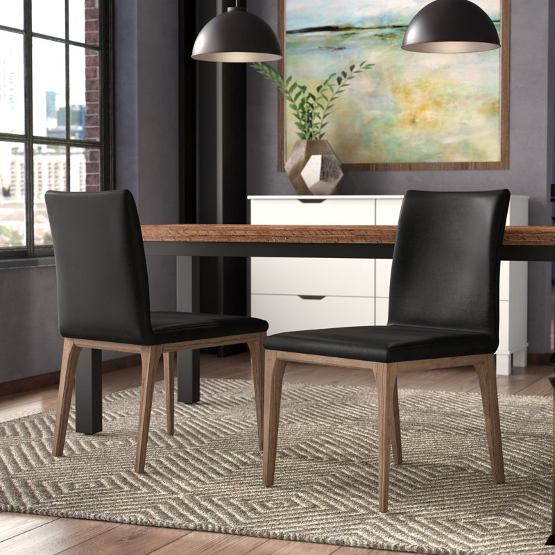 Chaise d'appoint rembourrée Jakiylah, Noir, Noyer