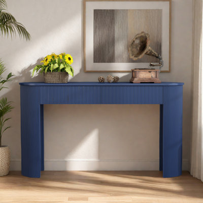 Console Table with Storage, Oval Top and 2 Drawers,Entryway Table with Fluted Design