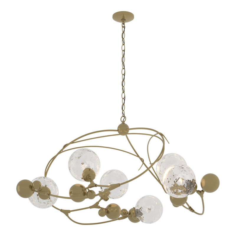Lustre géométrique unique à 6 lumières Sprig, Eau, Laiton moderne