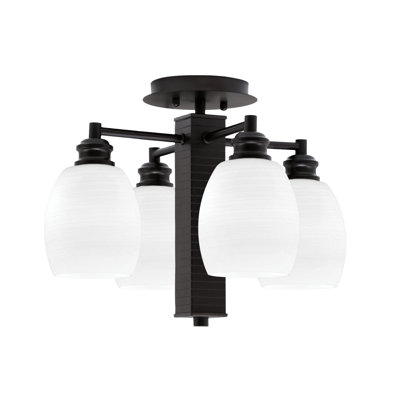 Edge 4 lumières semi-encastrées avec verre de lin blanc 5 po Edge