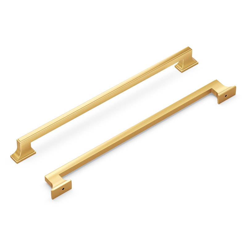 Brownstone Collection Handle Pull - Cabinet Pull - Transitional Hardware for Drawers & Cabinets, 12", Brushed Golden Brass