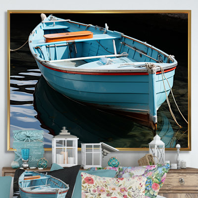 Bateau de pêche bleu et rouge - Bateau de pêche, art mural