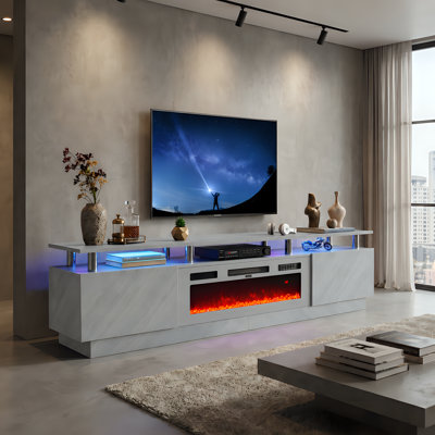 Meuble télé l 80 po avec foyer électrique et lumières DEL Keyle 