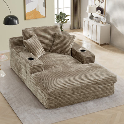 Canapé à chaise longue à compression l 49,6 po avec sacs de rangement et porte-gobelets