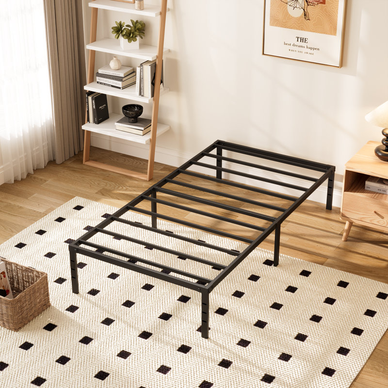 Metal Bed Frame, Sturdy & Noise-Free, with Under-Bed Storage, Non-Slip, No Box Spring Required, Twin, 18"