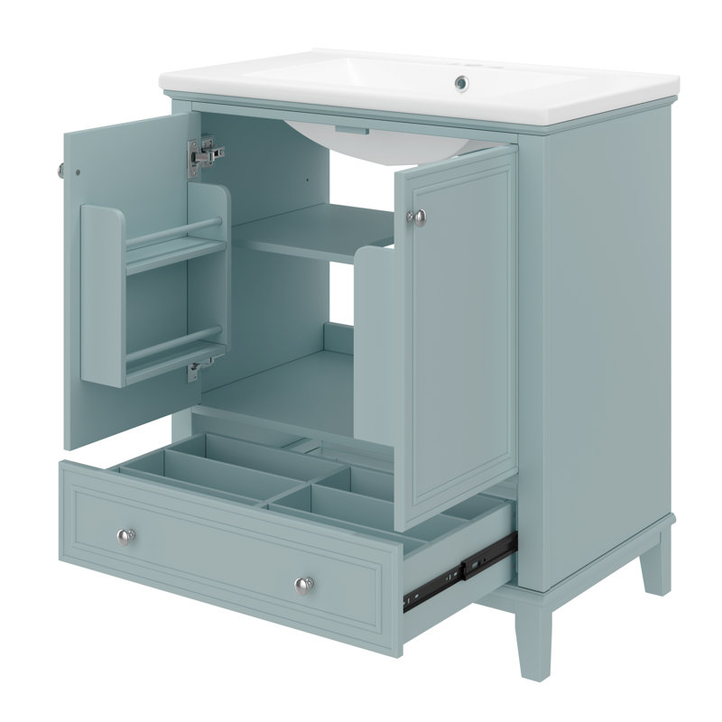 Meuble-lavabo 30 po avec comptoir en céramique, Vert