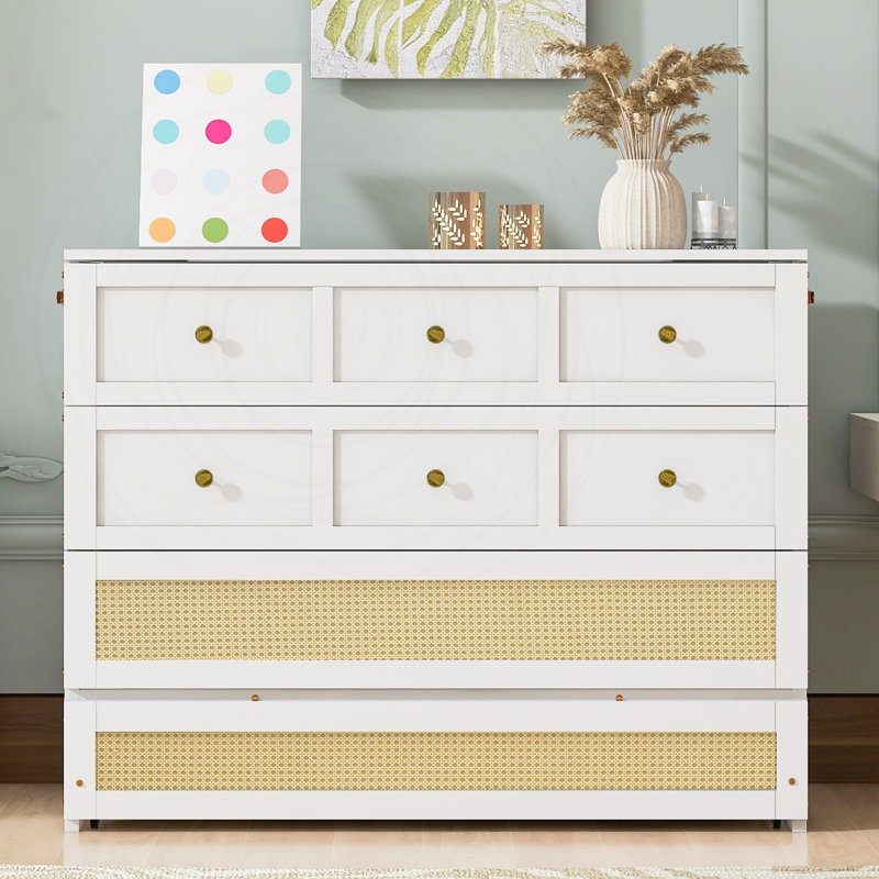 Lit escamotable double avec grands tiroirs de rangement, White