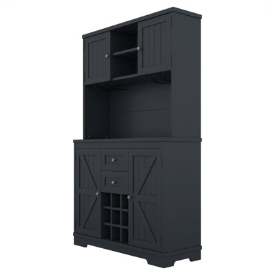 Coffee Bar Cabinet Kitchen Cabinet With Storage, Farmhouse Wine Cabinet With Drawers Shelves And Cabinets, Buffet Cabinet Wine & Glass Racks For Dinin by Ebern Designs