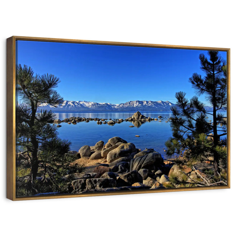 Lac Tahoe depuis l'anse Zephyr, Cadre flottant doré, 37 po x 25 po