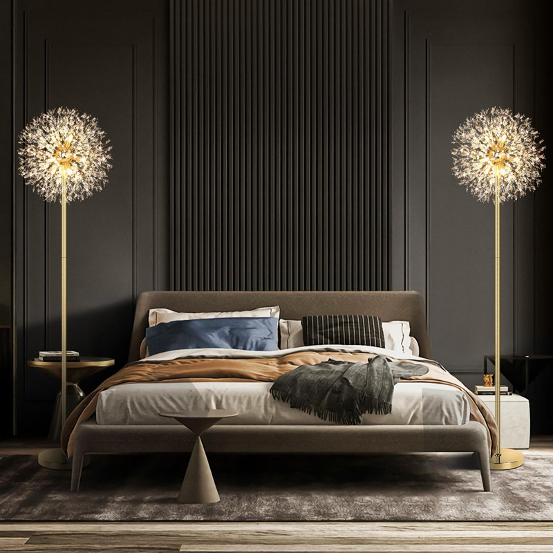 69'' Crystal Floor Lamp For Living Room, Modern Standing Lamp With 738PCS K9 Crystals, Tall Lamp Pole Light, Silver