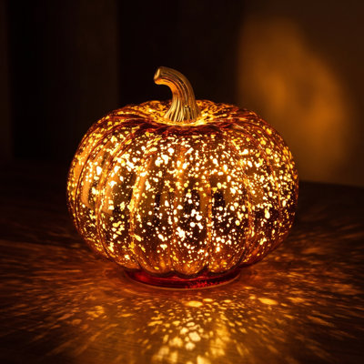 Night Light  Glass LED Pumpkin Light Halloween Table Lamp  Decor