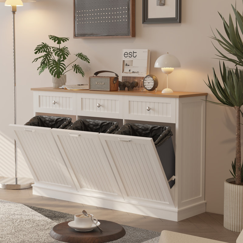 Poubelle en bois manufacturé - 30 gallons, White