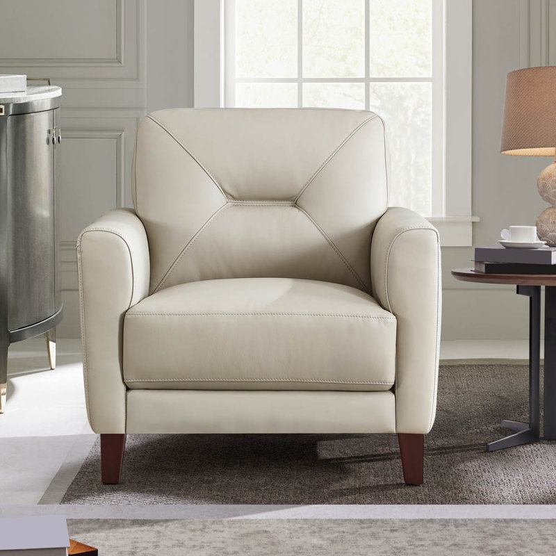Brycelynn Upholstered Club Chair, Beige Genuine Leather