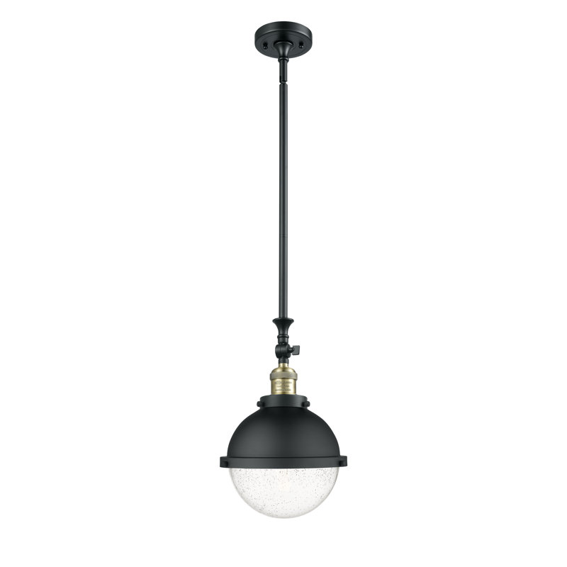 Luminaire suspendu en forme de globe à 1 lumière Amyla, Grainé, Laiton antique noir, DEL