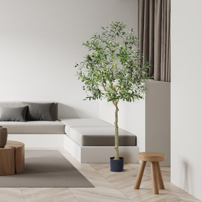 Arbre d'olivier artificiel 6 pi avec protection anti-basculement, arbre artificiel réaliste pour la décoration intérieure et extérieure de bureau à domicile