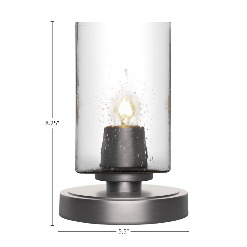 Whitmire Accent Lamp Shown With 4" Square Glass, Clear Seedy, Graphite