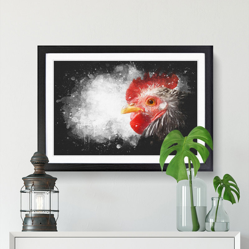 Grey Rooster Looking West - Picture Frame Graphic Art Print, 45cm H x 63cm W x 2cm D, Black Framed