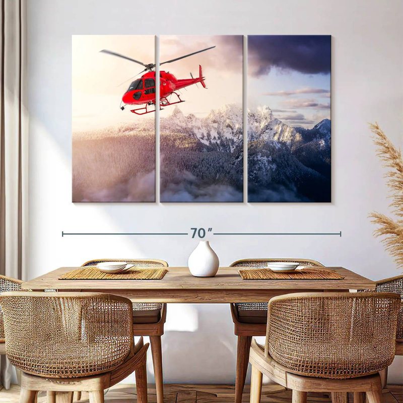 Mehar Flying Red Helicopter, 42" H x 65" W