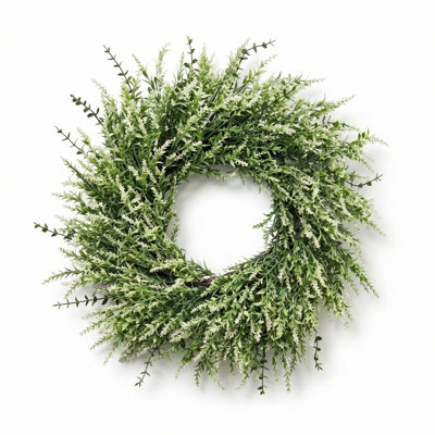 Grandes couronnes de lavande de 26 pouces pour la porte d'entrée à l'extérieur Couronnes de printemps pour la couronne florale de porte d'entrée toutes saisons pour le mariage maison de ferme porche décoration murale