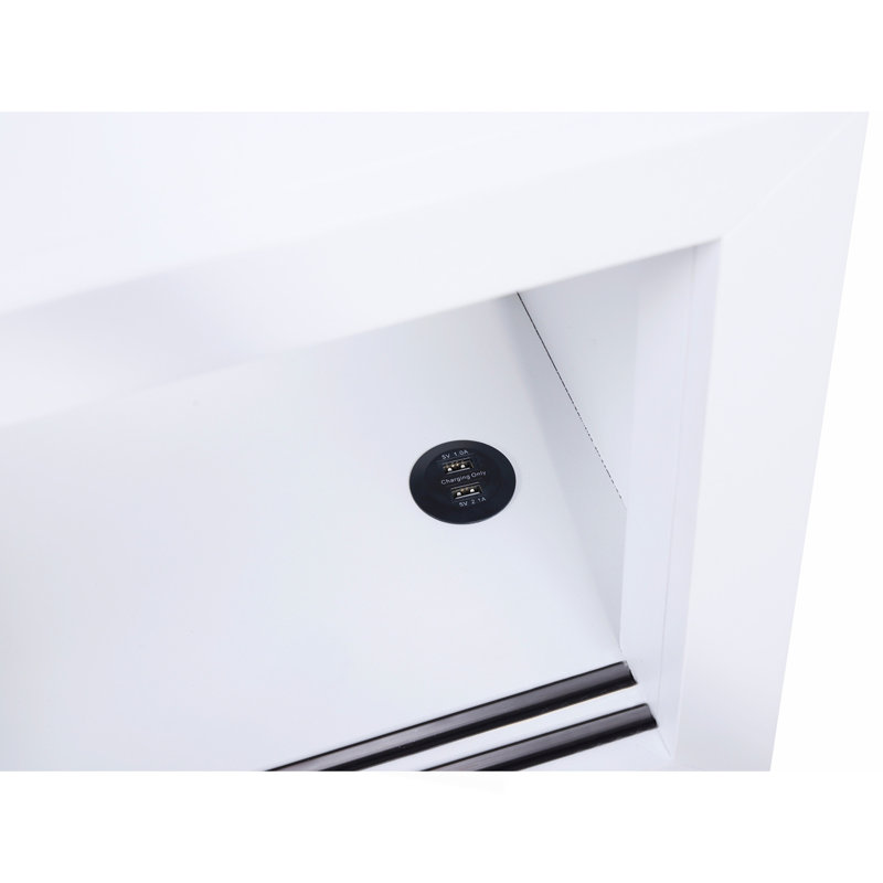Mobilier de chambre à coucher pour lit simple avec tête de lit à finition blanche, Lit simple