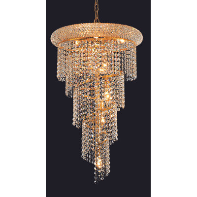 Lustre étagé unique à 8 lumières avec accents de cristal Sterns