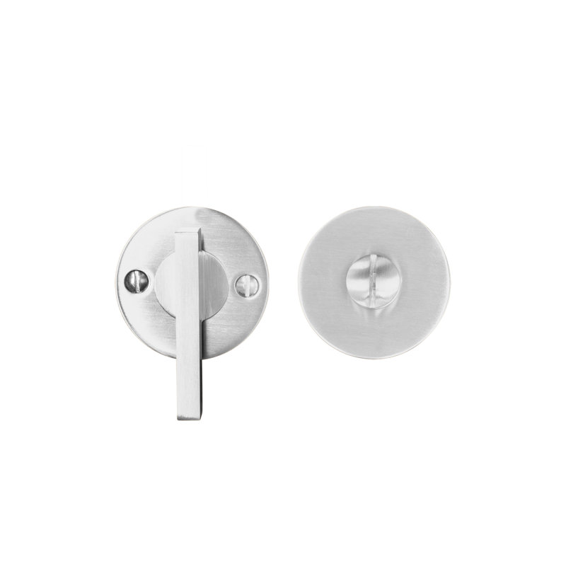 Quincaillerie de porte à gousset avec bouton ADA, Acier inoxydable satiné