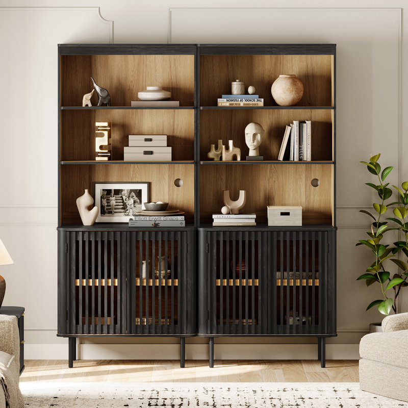 Armoire de rangement pour garde-manger avec bibliothèque réglable H 72,8 po x l 63 po, Noir