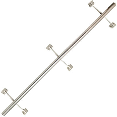 Barre de pied de bar en acier inoxydable de 6 pi - Ensemble de fixation murale et au sol de 2 po de diamètre pour les barres intérieures et extérieures