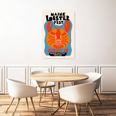 Maine Lobster Festival Bold Retro Vintage Crab Lobster Ocean Summer Wall Art Print