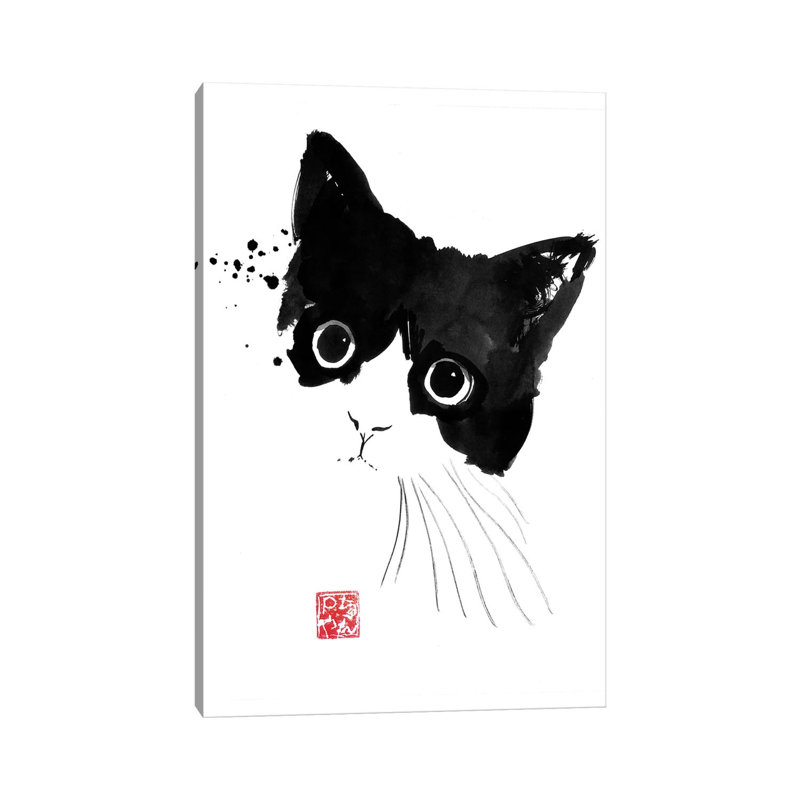 Impish Cat by Péchane - Painting on Canvas, Wrapped Canvas, 20.32 cm H x 30.48 cm W