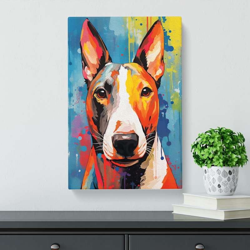 English Bull Terrier Modern - Wrapped Canvas, 60cm H x 40cm W x 3cm D