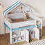 Lit mezzanine avec abri de jeu et solutions de rangement Marovo, bois massif-121793514