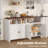 Buffet Sideboard Cabinet with Storage, 55" Large Farmhouse Kitchen Storage Cabinet with 4 Doors & Adjustable Shelves, Wood Coffee Bar Cabinet for Kitchen, Dining Room, Living Room-662249873