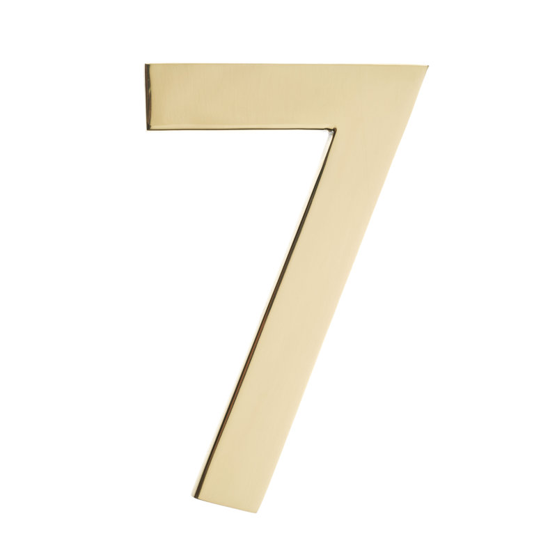 Numéro de maison à fixation affleurante, Sept, Polished Brass, 5 pouces
