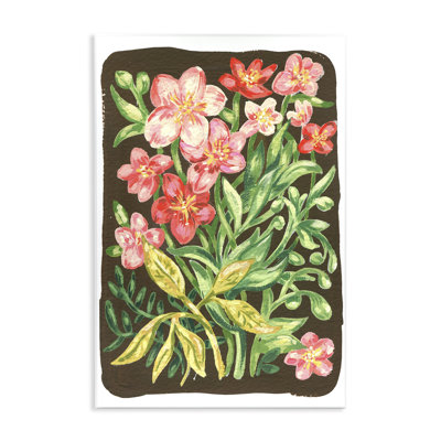 Garden Flowers on Brown Wall Plaque, design by Hannah Moren