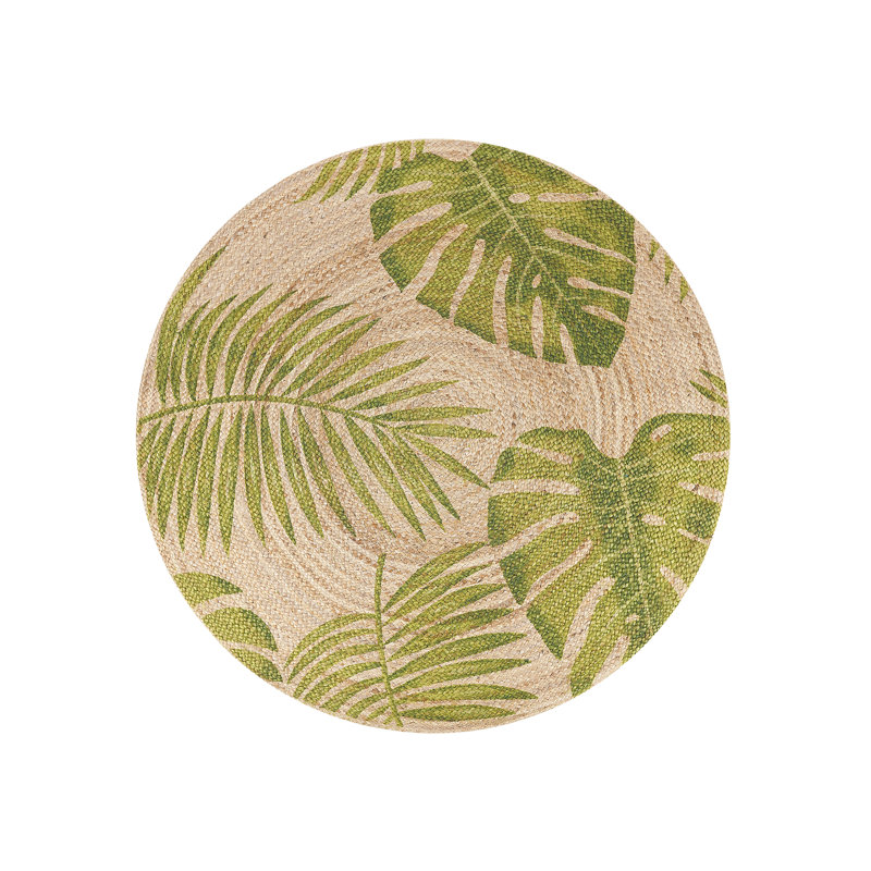 Round Aadian Floral Jute / Sisal 140cm X 140cm Area Rug