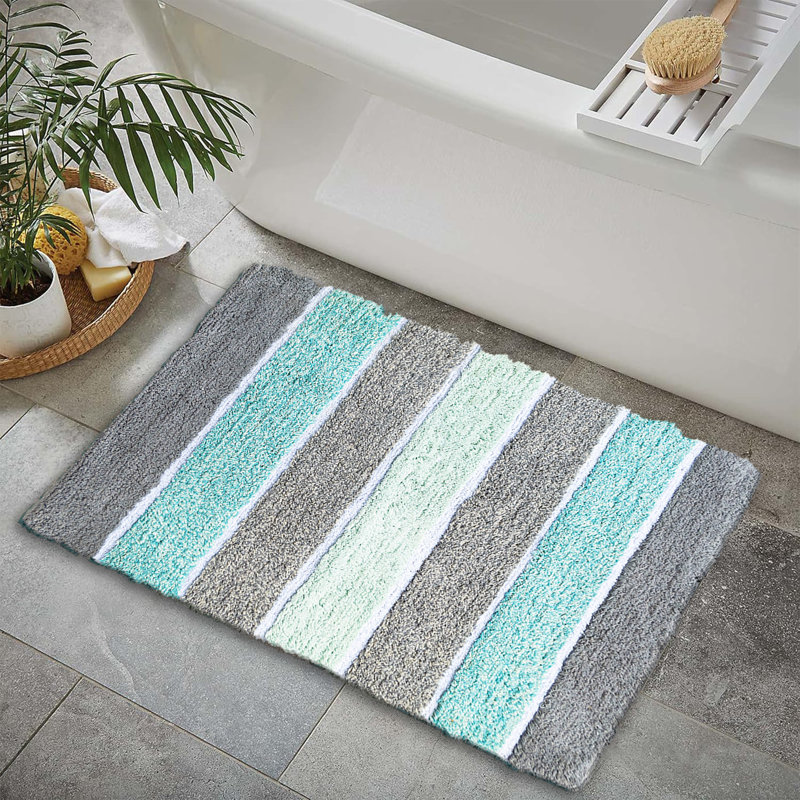 Tapis pour salle de bain Cervantez, Aigue-marine / turquoise, L 24 po x L 40 po