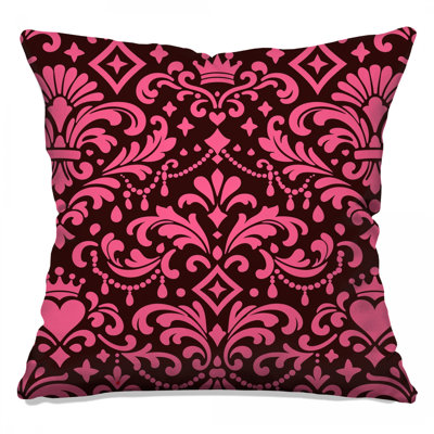 Pink Damask Pattern Double Sided Throw Pillows