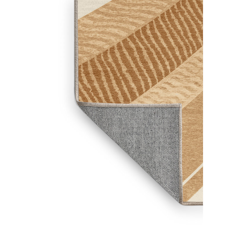 Machine Washable Paxton Triple Jump Modern & Contemporary Striped Rug in Beige – Beige Binding, 8x12